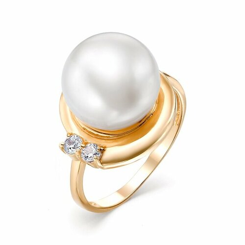Кольцо DeFleur красное золото, 585 проба, жемчуг, фианит, размер 19