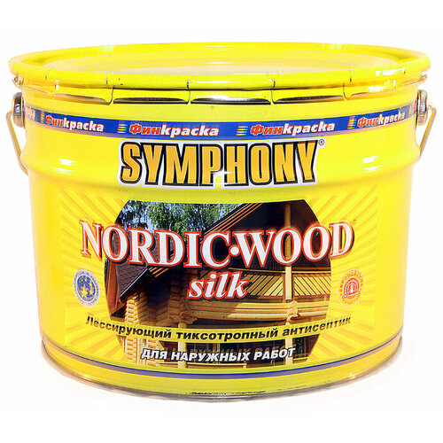Лессирующий Антисептик Финкраска Symphony NORDIC WOOD Silk 3л Шелковисто-Матовый, Тиксотропный для Обработки Наружных Деревянных Поверхностей / Симфония Нордик Вуд Силк.