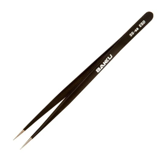 Пинцет прямой BAKU A8 SS Sa черный