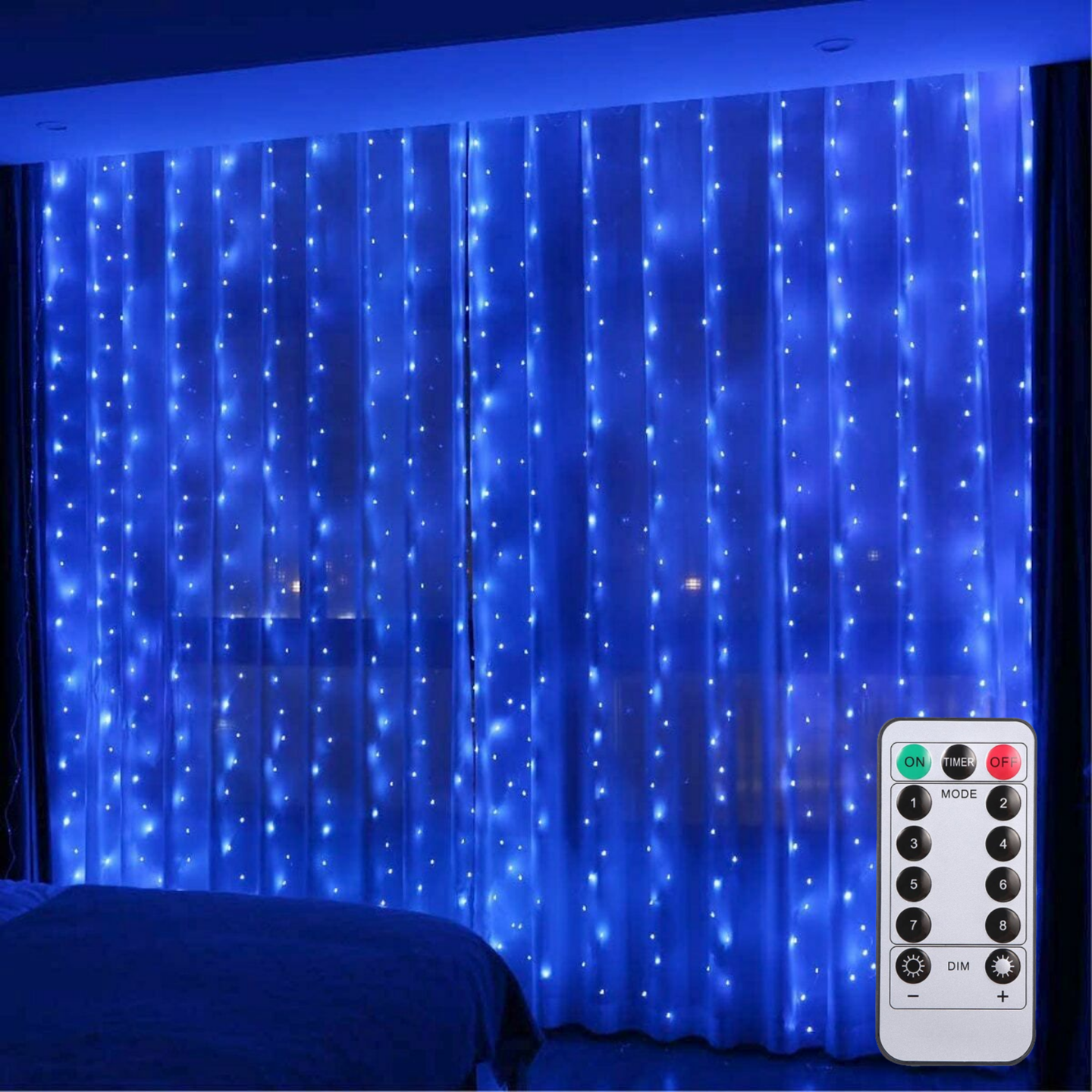 Гирлянда светодиодная Новый Год штора занавес 3х2 с пультом синий