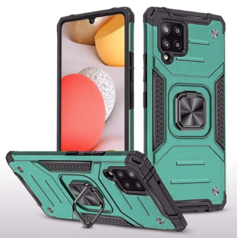 Противоударный чехол для Samsung Galaxy M33 красный с пластиной для магнитного автодержателя и кольцом подставкой