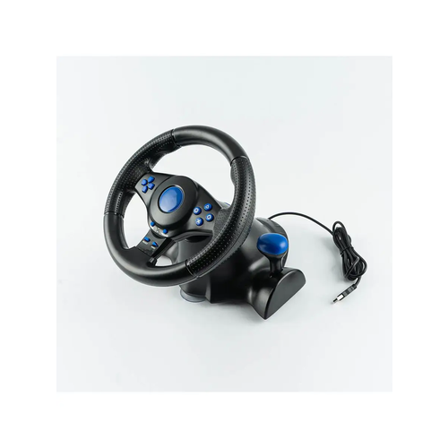 Реалистичный игровой руль с педалями 3в1 Car race К-360 МА-7, черный с синими кнопками