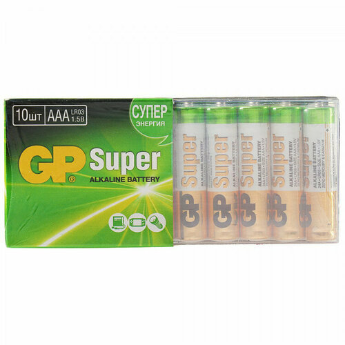 Батарейки GP Super LR03 (ААА) алкалиновые BL10 отрывной батарейка perfeo lr03 2bl super alkaline 60шт