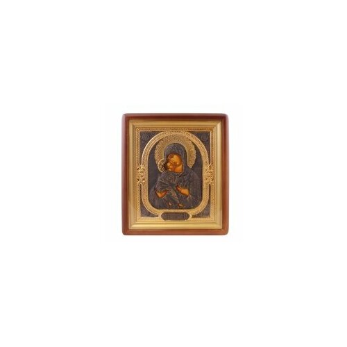 Икона в киоте 18*24 фигурный, риза (золотой патин) (БМ Владимирская) #55955 икона бм владимирская 1795г 18 век 21х16 5 83659