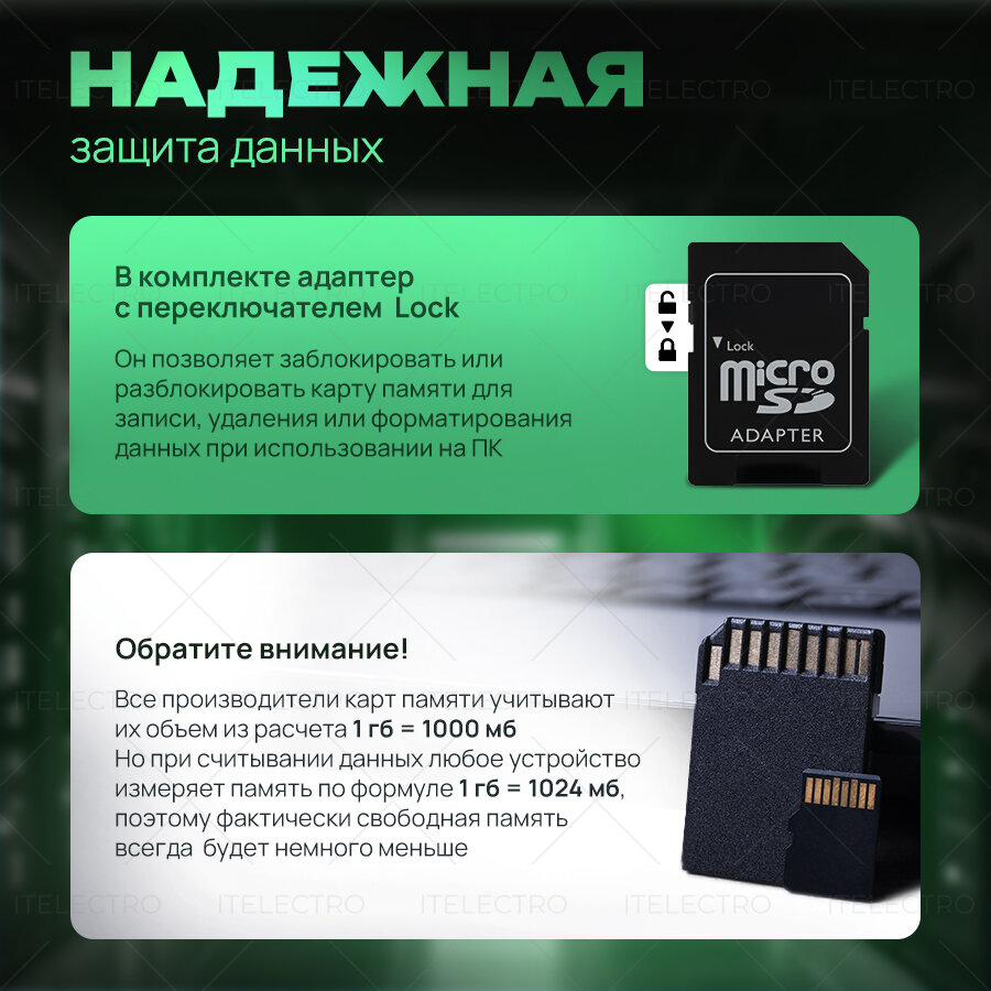 Карта памяти Micro SD 256 Гб, адаптер в комплекте, 10 class