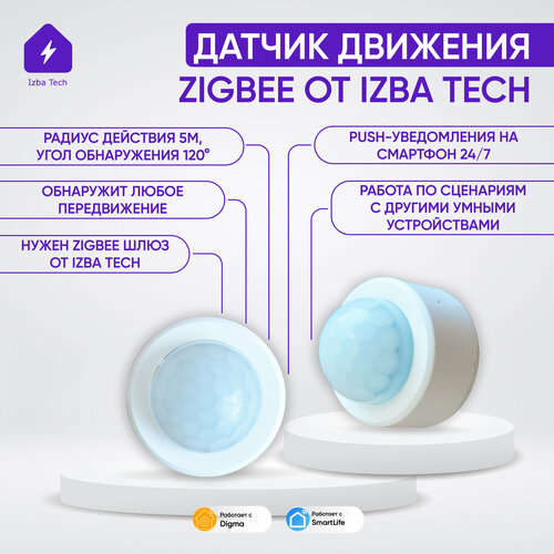 Умный беспроводной датчик движения Tuya Zigbee для умного выключателя / розетки / лампочки для Алисы датчик протечки zigbee для умного привода розетки для алисы