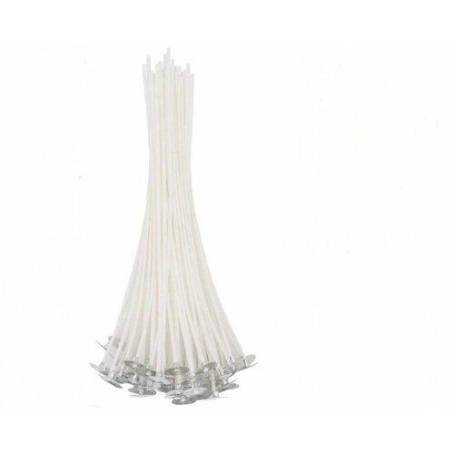 Фитиль для свечей 10 см, с опорой, натуральный хлопок с низким уровнем дыма, пропитанные воском 50шт.