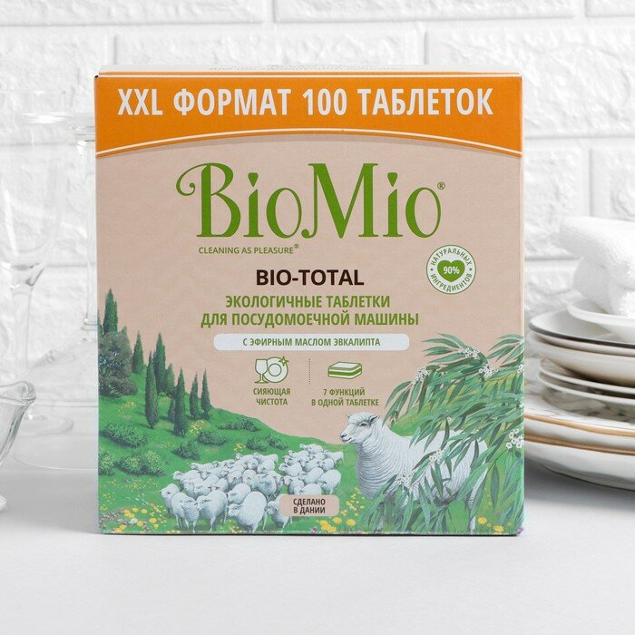 Таблетки для посудомоечных машин BioMio Bio-total, с эфирным маслом эвкалипта, 100 шт