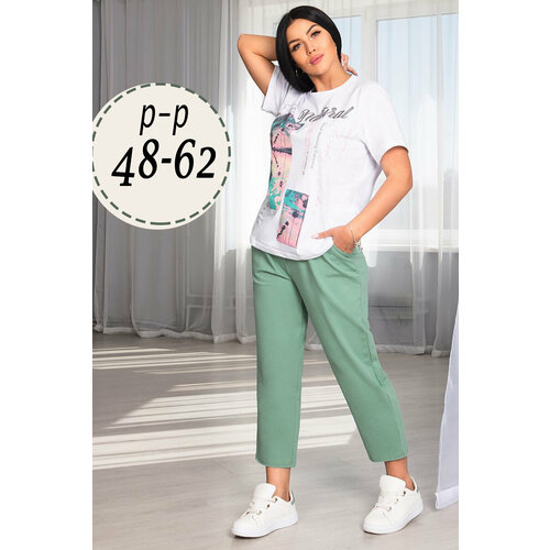 фото Брюки джоггеры , размер 60, зеленый liketeks