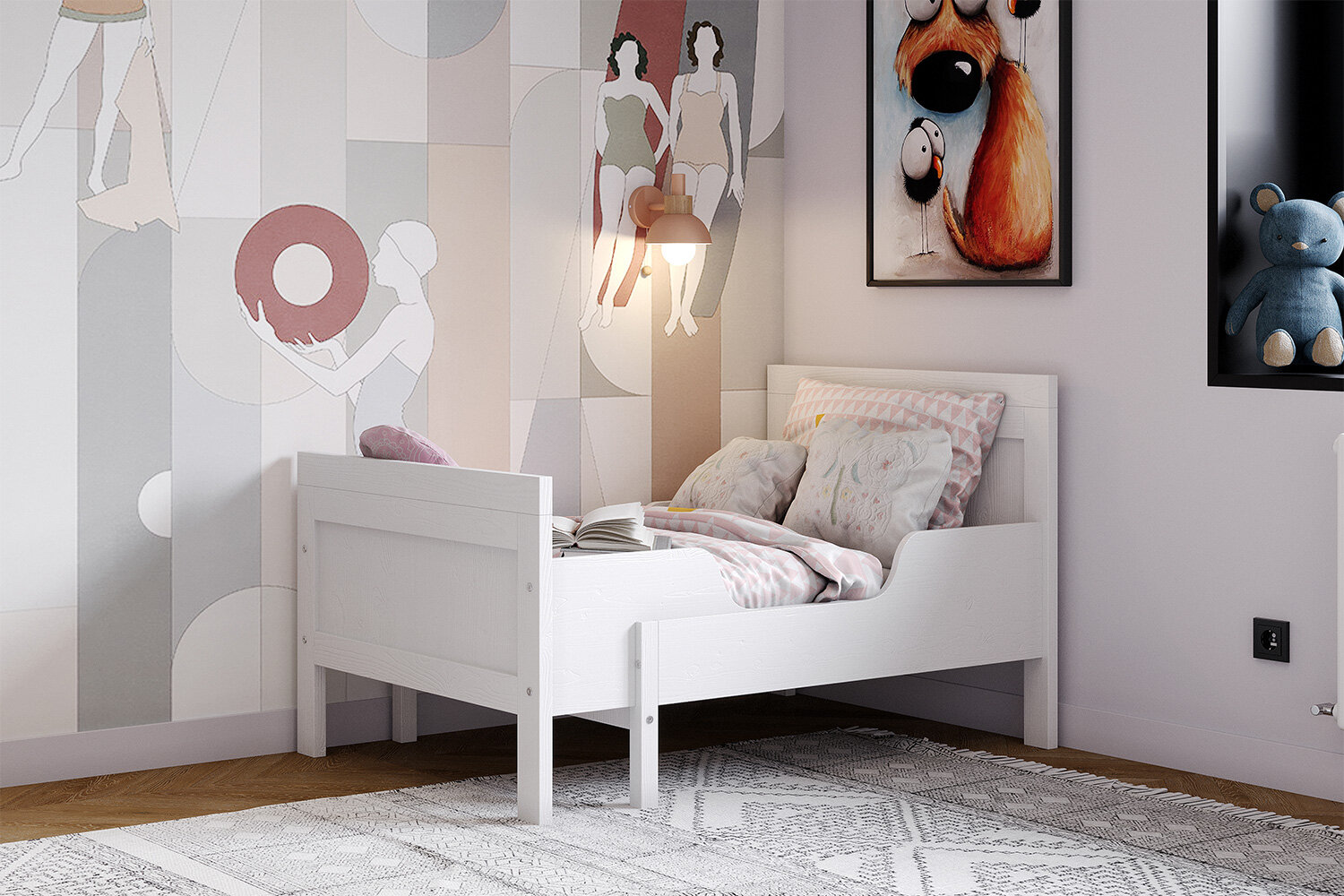 Кровать раздвижная Hoff Эссен, 80х130 см, цвет белый фактурный