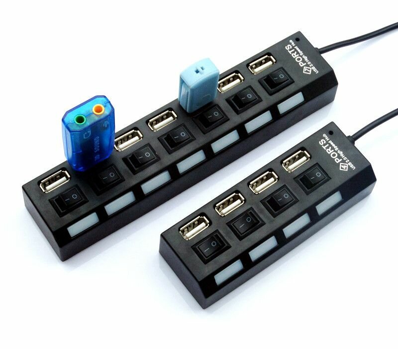 Usb Hub USB-концентратор USB 20 на 7 Порта HUB разветвитесь с выключателями USB-ХАБ для периферийных устройств черный