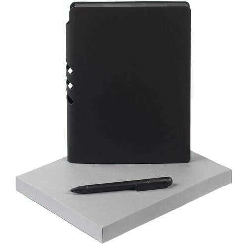 Набор Flexpen Shall, черный, 16,5х21,3х2 см, ежедневник - искусственная кожа; ручка - пластик; коробка - картон