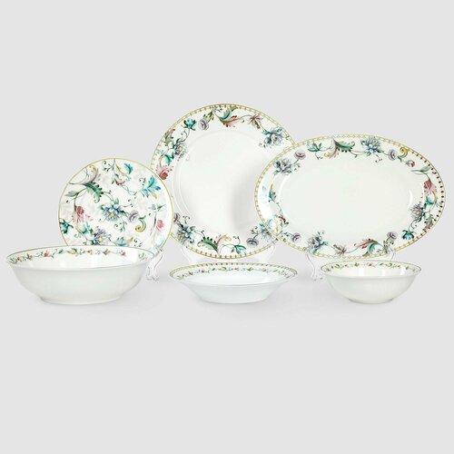 Сервиз столовый Macbeth bone porcelain Flowering 26 предметов 6 персон белый