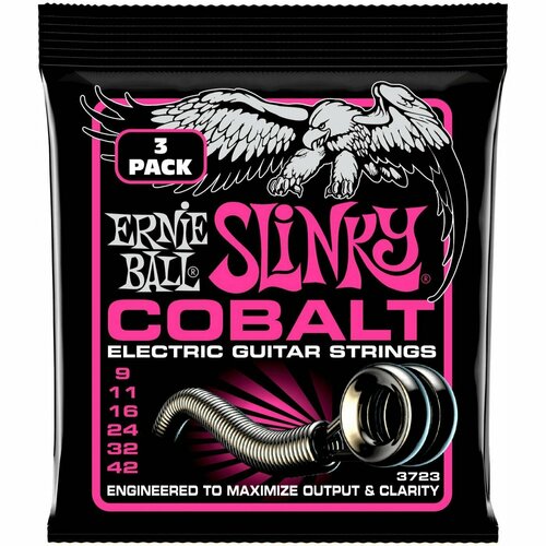 Ernie Ball 3723 Cobalt Slinky Super 3 Pack 9-42 Струны для электрогитары