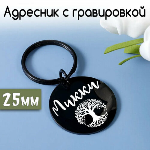 Адресник для собак и кошек с гравировкой, 25mm (нерж сталь) Черный 25мм