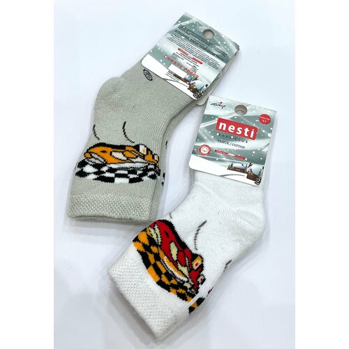 фото Носки 2 пары, размер 0-1, белый, серый турция