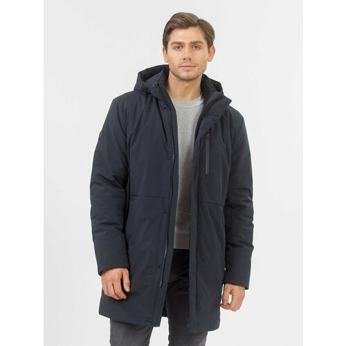  куртка NortFolk зимняя, силуэт прямой, ветрозащитная, внутренний карман, карманы, капюшон, манжеты, ультралегкая, утепленная, размер 50, синий