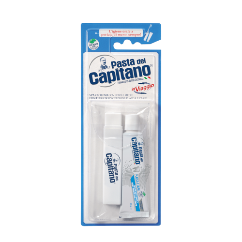 Дорожный набор Pasta Del Capitano Зубная паста + зубная щетка складная, средней жесткости
