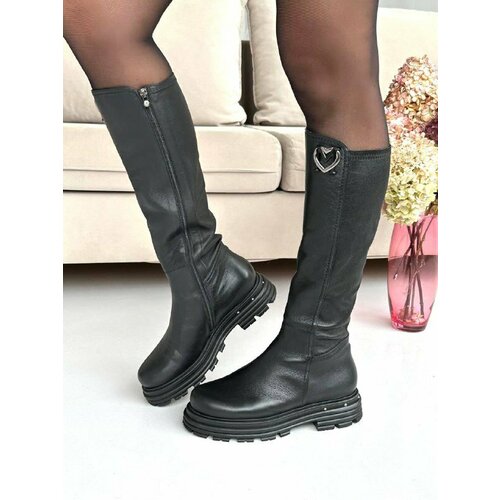 Сапоги-чулки  Mara MA162D68, зимние, натуральная кожа, полнота 6, нескользящая подошва, размер 36, черный