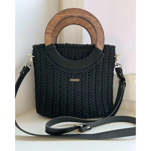 фото Сумка клатч hand made clarissa, фактура вязаная, черный