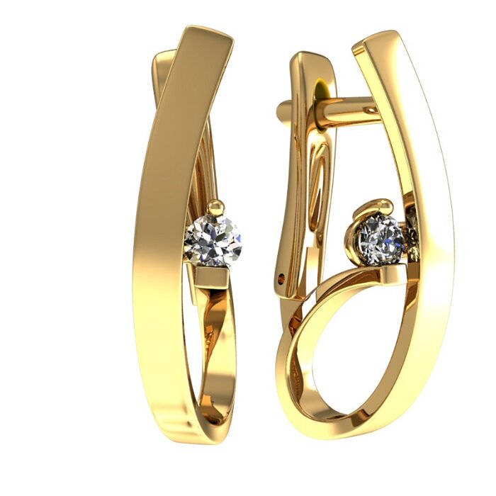 Серьги SANIS, красное золото, 585 проба, фианит, длина 2 см, , бесцветный