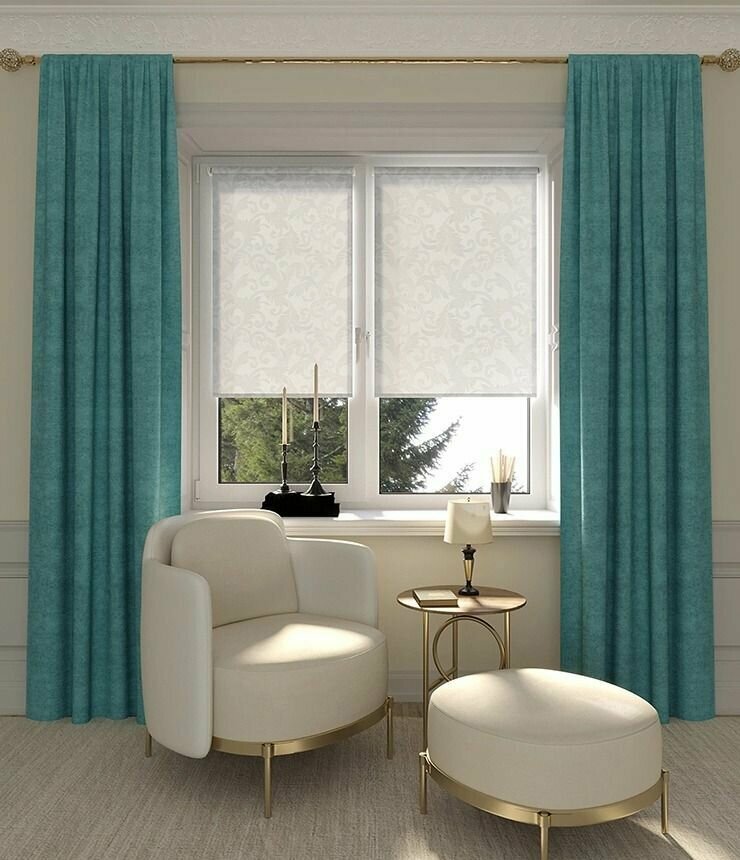 Рулонная штора на окно Севилия 80.5х175 см, голубой. Рулонные жалюзи для комнаты, спальни, кухни, детской, гостинной.