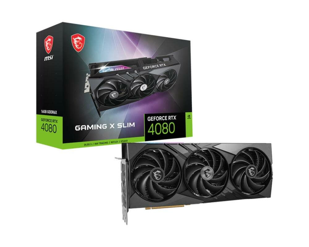 Видеокарта MSI GeForce RTX 4080 Gaming X Slim 16G 2595Mhz 16384Mb 22400MHz 256-bit HDMI 3xDP RTX 4080 16GB Gaming X Slim