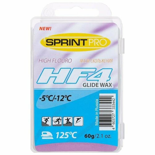 Парафин SPRINT PRO, HF4 Blue, 60г, -5 -12°C мазь sprint pro hf4 синий 1 шт