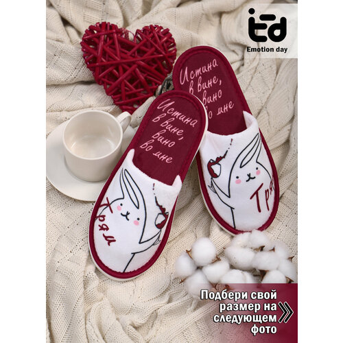 Тапочки Emotion Day, размер 40-41, белый, красный тапочки домашние home line р 37 38 полынь