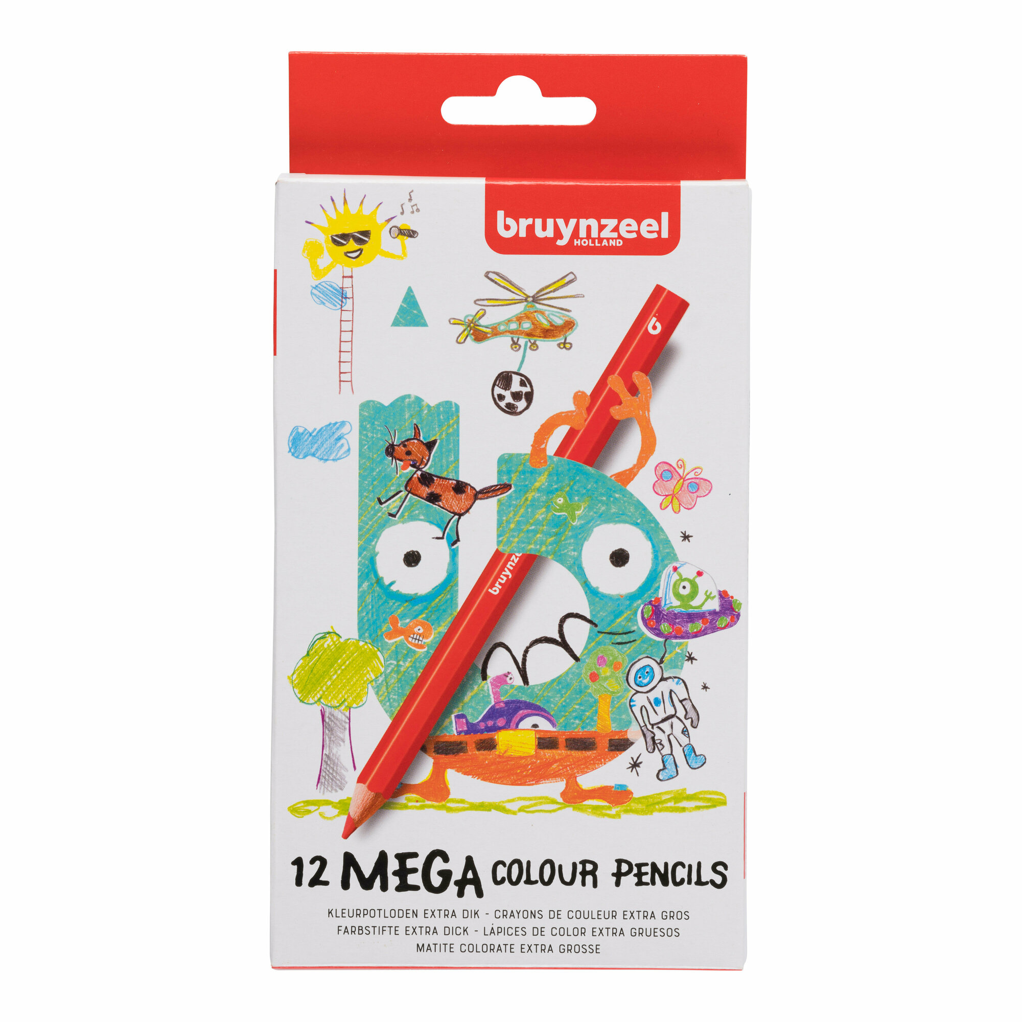 Карандаши цветные Bruynzeel Kids Mega, утолщенные, 12 цветов - фото №5