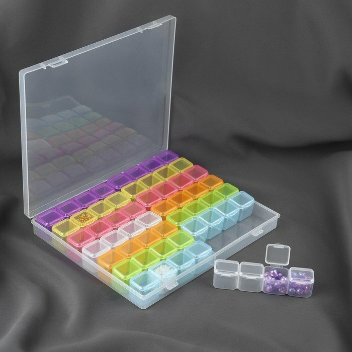 Набор органайзеров, 14 рядов по 4 ячейки, в контейнере, 21 × 17,7 × 2,6 см, цвет разноцветный (комплект из 3 шт)