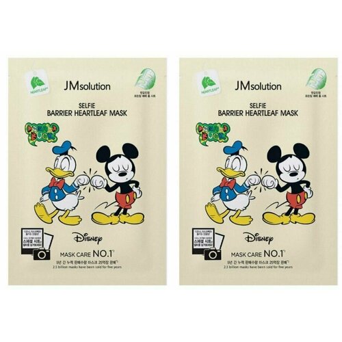 Маска для лица JMsolution, Disney Collection Selfie Barrier Heartleaf Mask, тканевая, успокаивающая, с экстрактом хауттюйнии, 30 мл, 2 уп