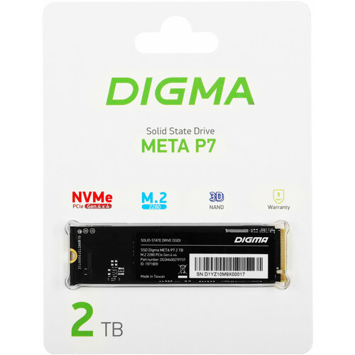 DIGMA Накопитель SSD Digma PCIe 4.0 x4 2TB DGSM4002TP73T Meta P7 M.2 2280 DGSM4002TP73T