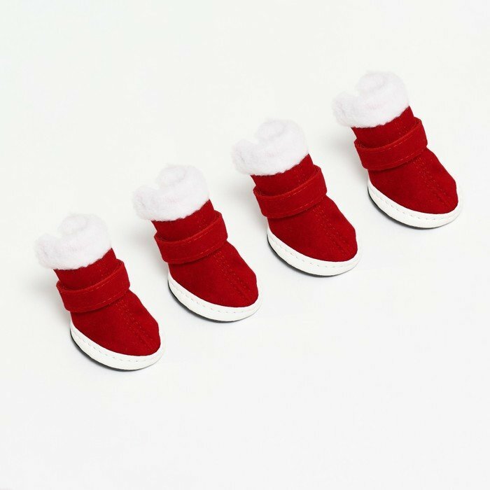 Ботинки "Кристмес", набор 4 шт, 1 размер, красные (комплект из 2 шт)