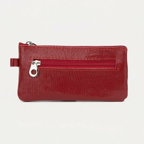 Ключница на молнии, длина 13, 5 см, 2 кольца, цвет красный (комплект из 3 шт)