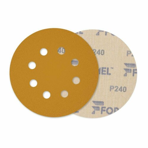 Круг, диск шлифовальный FORMEL DIAMOND на бумажной основе и на липучке 125 мм, 8 отверстий, P240, 50 шт