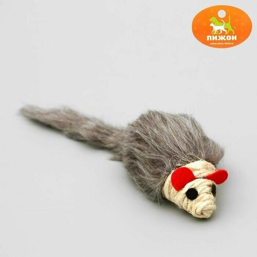 Игрушка для кошек "Серая мышь" с мордочкой из сизаля, 8 см (комплект из 13 шт)