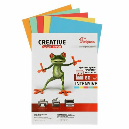 Бумага цветная А4, 50 листов CREATIVE Интенсив, 5 цветов, 80 г/м2 (комплект из 9 шт)
