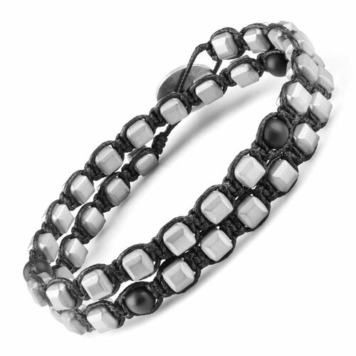 фото Браслет everiot, агат, гематит, размер 17 см, серый