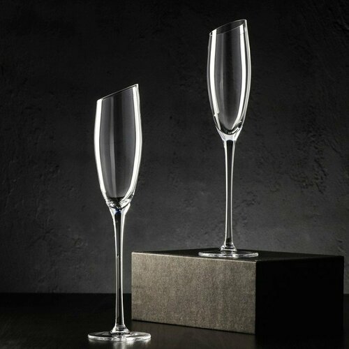 Набор бокалов из стекла для шампанского Magistro «Иллюзия», 180 мл, 5,5×27,5 см, 2 шт (комплект из 2 шт)