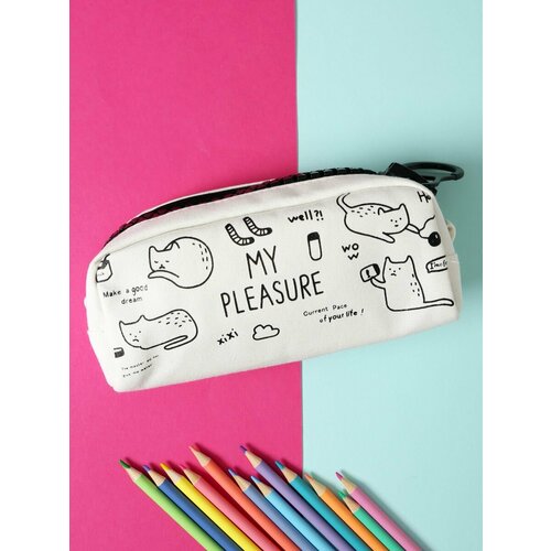 Пенал школьный с принтом Коты 550₽