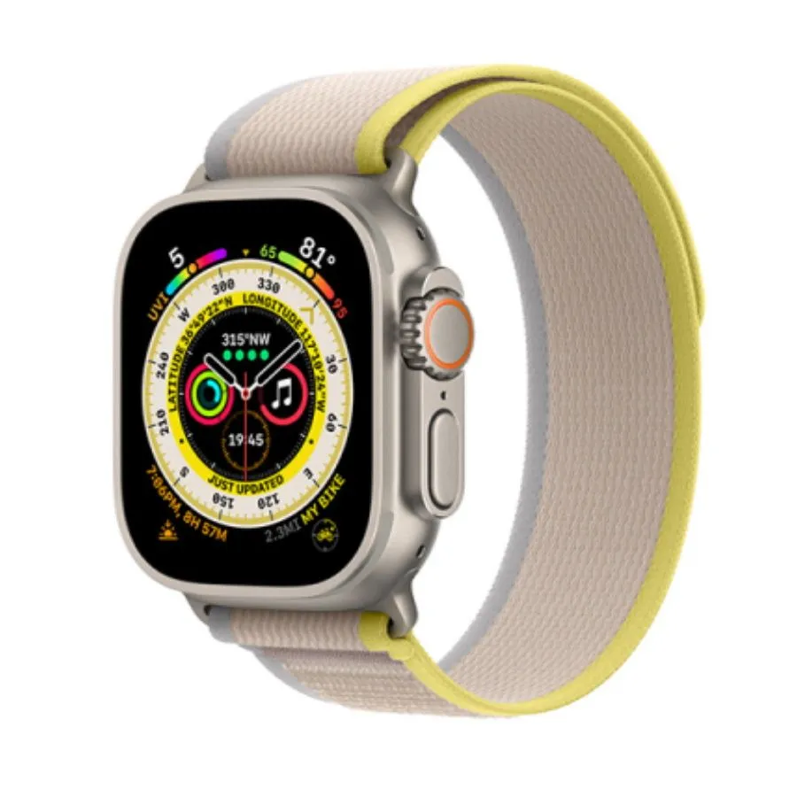 Нейлоновый тканевый ремешок "Trail Loop" для Apple Watch Series 1-8 и Ultra - 42/44/45/49 мм (эпл вотч), желтый-серый