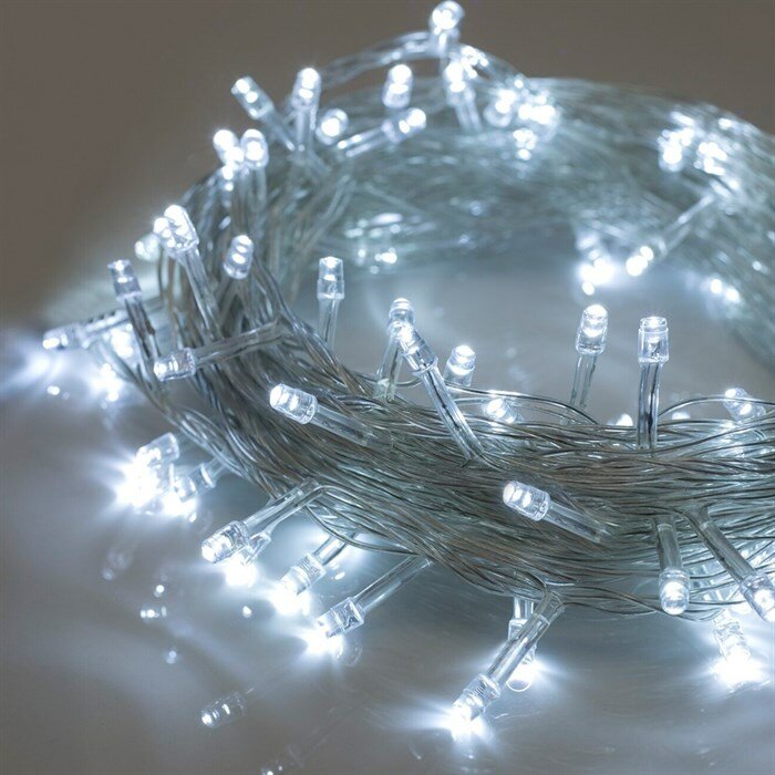 Светодиодная гирлянда "Нить" 100 LED, 8 м, цвет свечения: белый холодный
