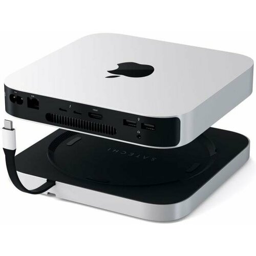 Док-станция USB с подставкой Satechi Mac Mini Stand & Hub для Mac Mini w/ SSD Enclosure серебристый ST-MMSHS
