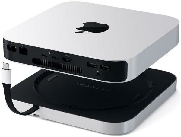 Док-станция USB с подставкой Satechi Mac Mini Stand & Hub для Mac Mini w/ SSD Enclosure серебристый ST-MMSHS