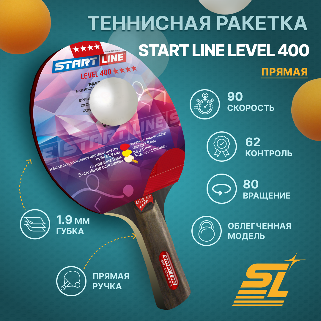 Теннисная ракетка Start line Level 400 New (прямая) 12503