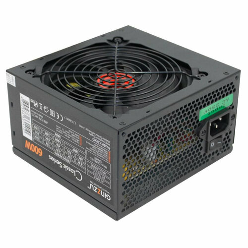 Блок питания Ginzzu 600W (CB600) ATX,12CM black,20+4p, CPU(4+4)