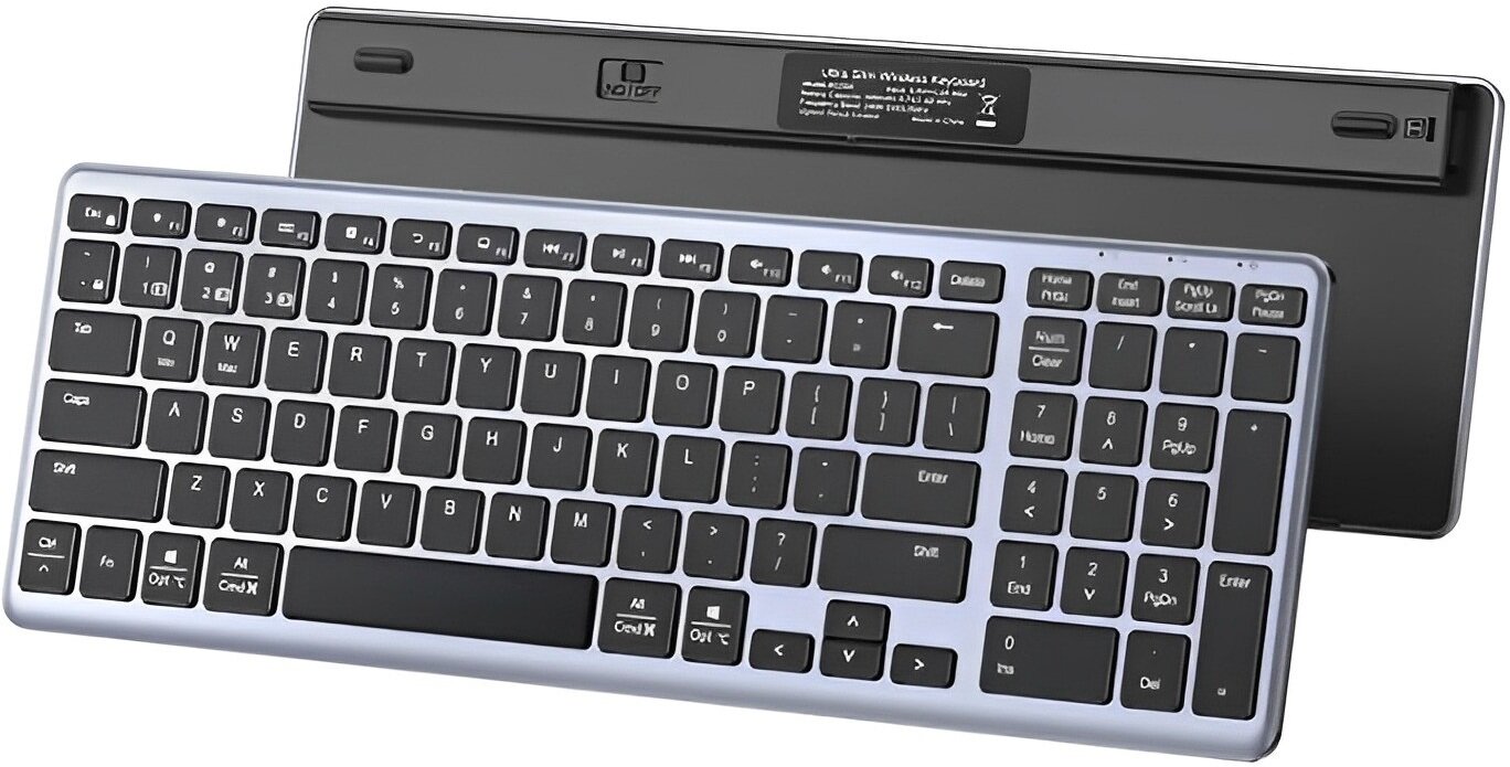 Клавиатура беспроводная UGREEN KU005 (15956) 24GHz Bluetooth 50 Ultra Slim Wireless Keyboard Цвет: серебристый