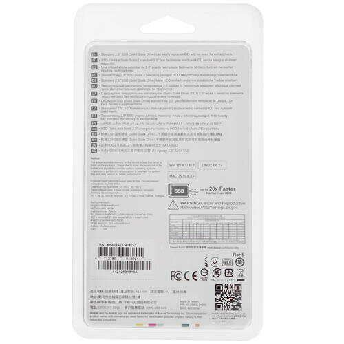 Накопитель SSD Apacer AS340 Panther 240Gb (AP240GAS340XC-1) - фото №5