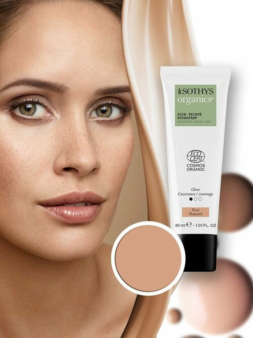 Sothys, Увлажняющий крем для лица Sothys Organics с легким тонирующим эффектом 20 NATUREL, 30 мл